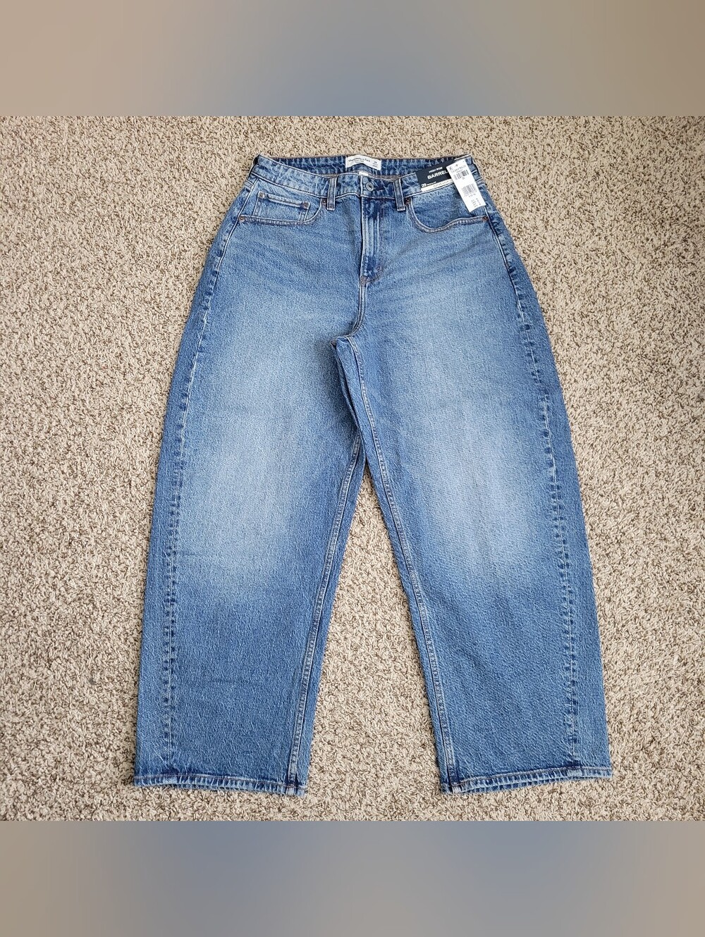 Abercrombie & Fitch High Rise Barrel Blue Denim Jeans Curve Love 29 Regular NWT